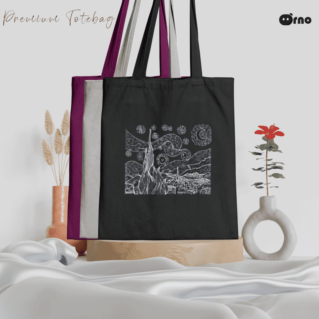 Orno B&W Starry Night Totebag with zipper