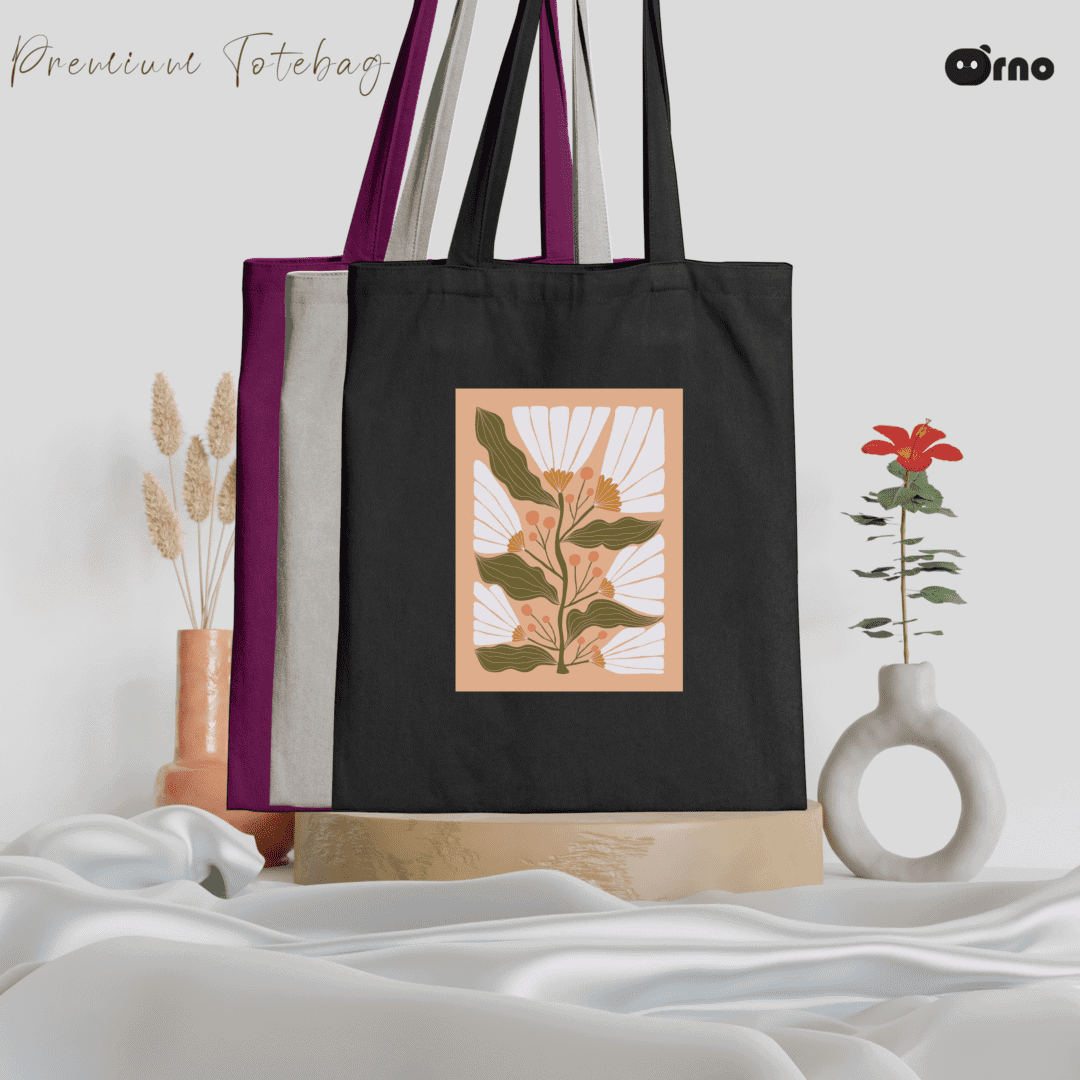White flower tote bag