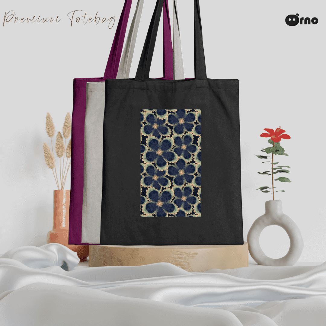 Blue flower tote bag