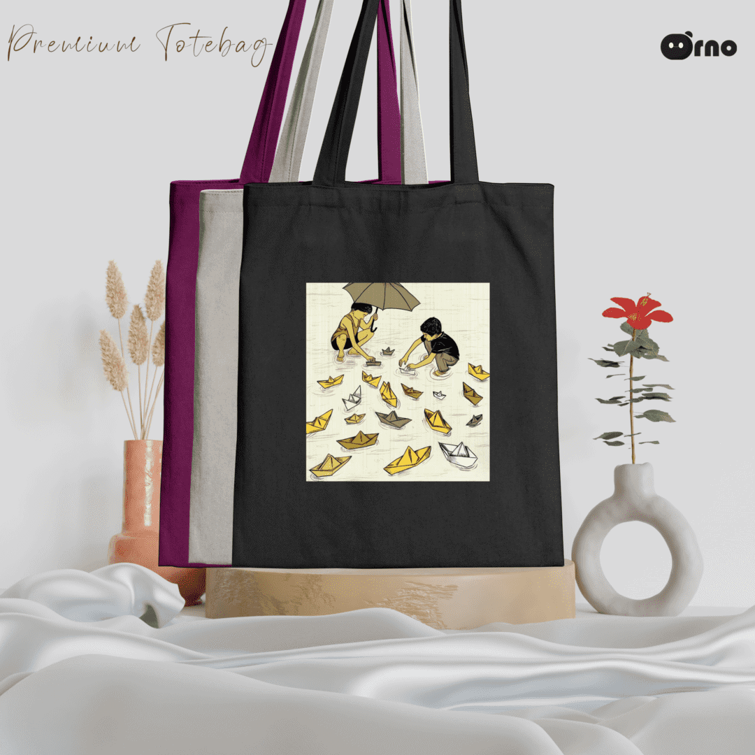 Paper boat craft tote bag